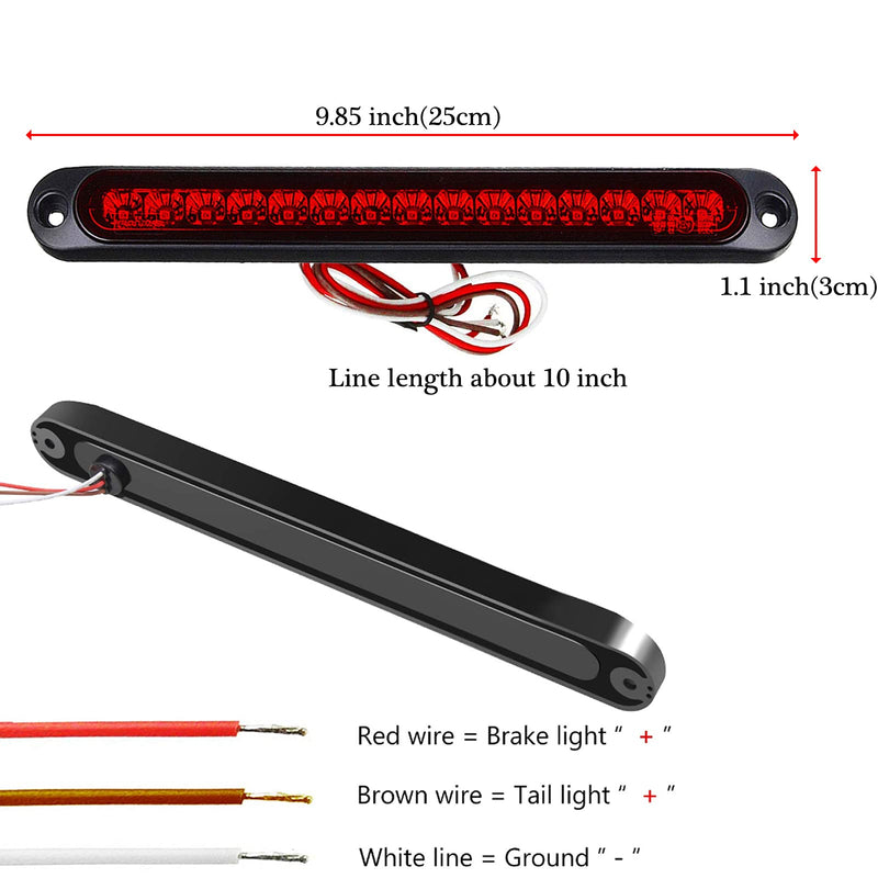 15 LED Trailer Brake Tail Light, LED Bar Stop Turn Tail Lights Waterproof Assembly Brake Strip Red Light for Marine Boats Golf Cart Offroad Truck RV UTV ATV Red Lens