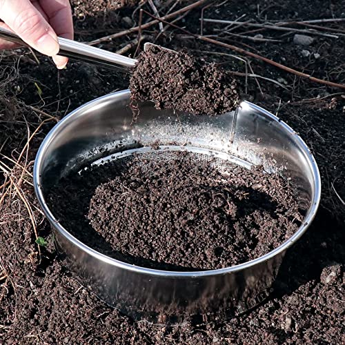 Wazakura Stainless Steel Soil Potting Set with 3PCS Soil Sieve Set and Soil Scoop, 3 Interchangeable Sieve Mesh Filter Sizes, Bonsai Gardening Tool Kit - Sieve + Scoop 8-1/4inch (210mm) Soil ieve + Soil Scoop