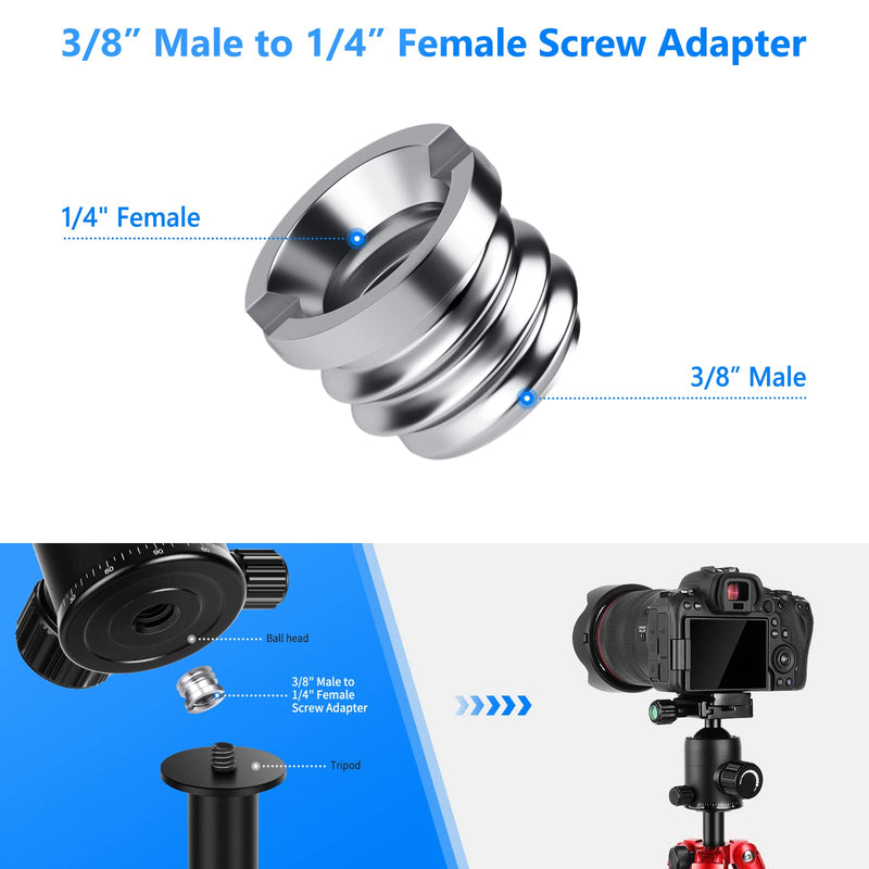 NEEWER Camera Screw Adapter, 22 Pieces 1/4” to 1/4” and 1/4” to 3/8” Tripod Mount Screw Adapter Converter Set for Camera Mount, Monopod, Ball Head, Flash Light Stand, Tripod — ST29