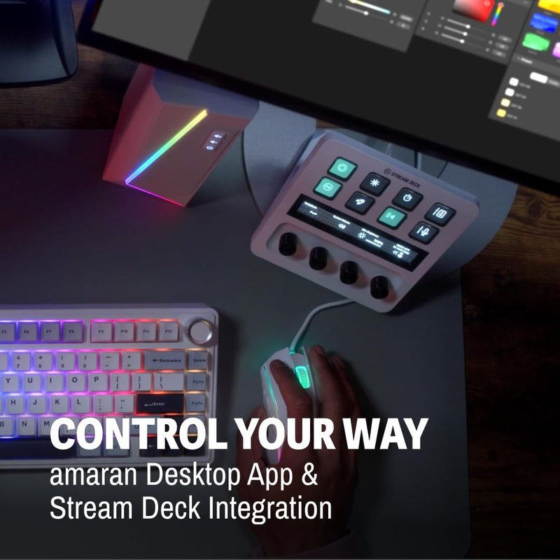 Amaran Verge, Edge-Lit LED Panel Light for Desktop Creators, 26W Bi-Color Soft Lighting 2,700K–6,500K, Front Knob & App Control, USB-C PD, Silent - Ideal for Streaming, Gaming & Vlogging, Charcoal