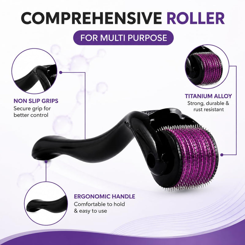 1mm Derma Roller for Hair & Beard Growth – 540 Titanium Microneedles, Microneedling Tool for Face & Scalp, Skin Repair & Acne Scars, At-Home Use for Men & Women Derma 1mm