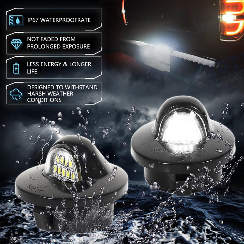 LED License Plate Light for Fo-rd F150 F250 F350 F450 F550 Superduty Bronco Excursion Ranger Expedition Explorer Pickup Truck, F150 Bronco Ranger Led Rear Tag Lamp, 6000K White Lights, 2 PCS Black