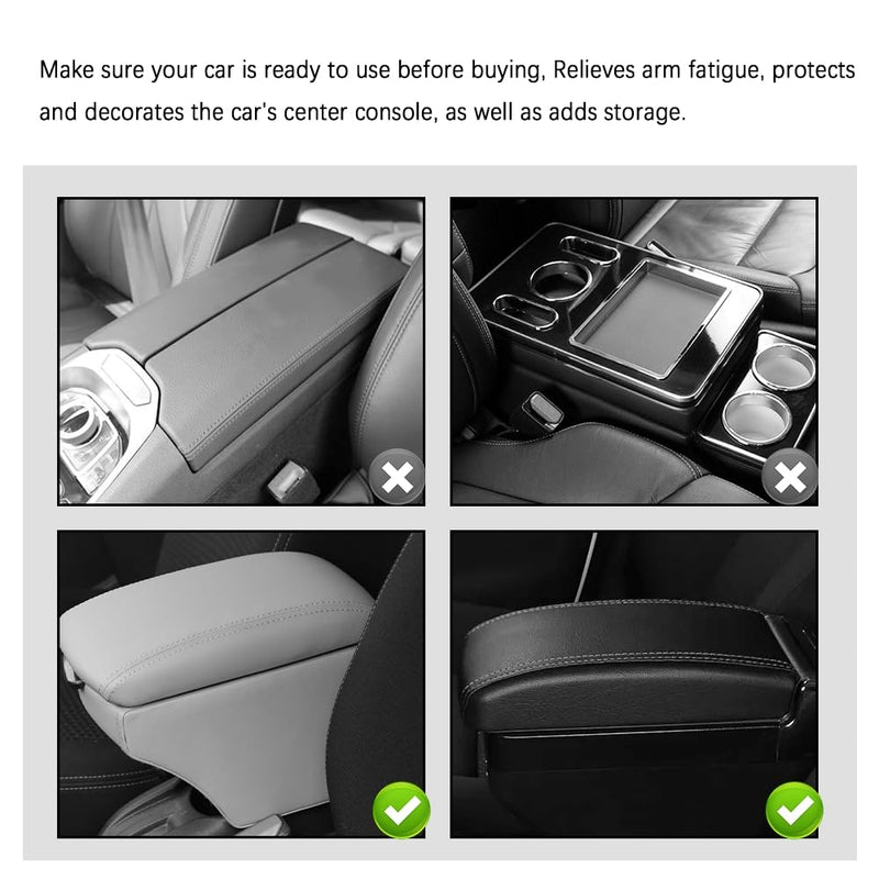 Arm Rest Cover for Car,Leather+Memory Foam Center Console Cover with Storage Bags,Universal Middle Console Cover Car Accessories Interior for Most Car Center Consoles (Black) Black