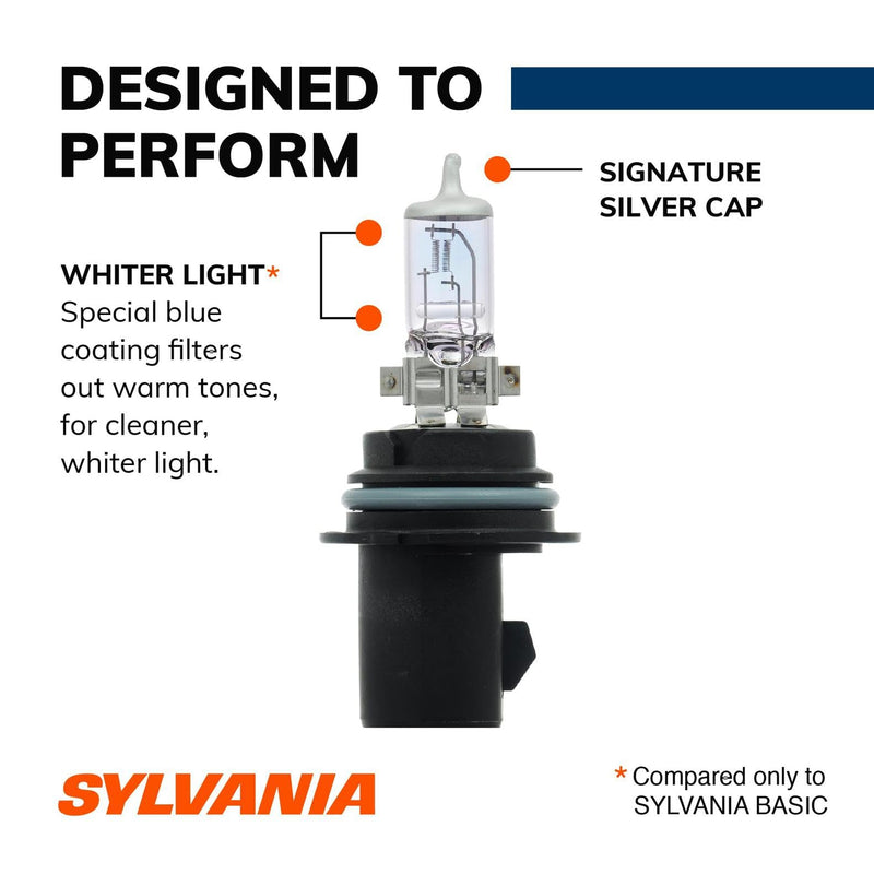 SYLVANIA - 9007 SilverStar - High Performance Halogen Headlight Bulb, High Beam, Low Beam and Fog Replacement Bulb, Brighter Downroad with Whiter Light (Contains 2 Bulbs)
