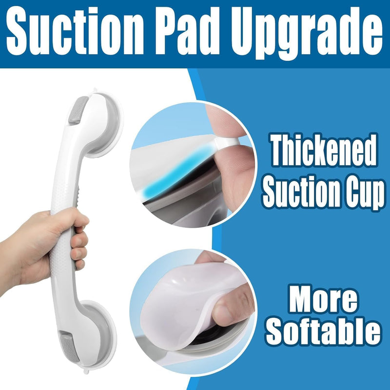 Shower Grab Bars for Seniors, Shower Handles for Elderly Suction Cup,2 Pack 16.12 Inch,Handicap Grab Bars for Bathtubs and Showers Wall, Bathroom Safety for Showers Walls Heavy Duty, No Drilling 2 Pack 16.12 Inch Gray