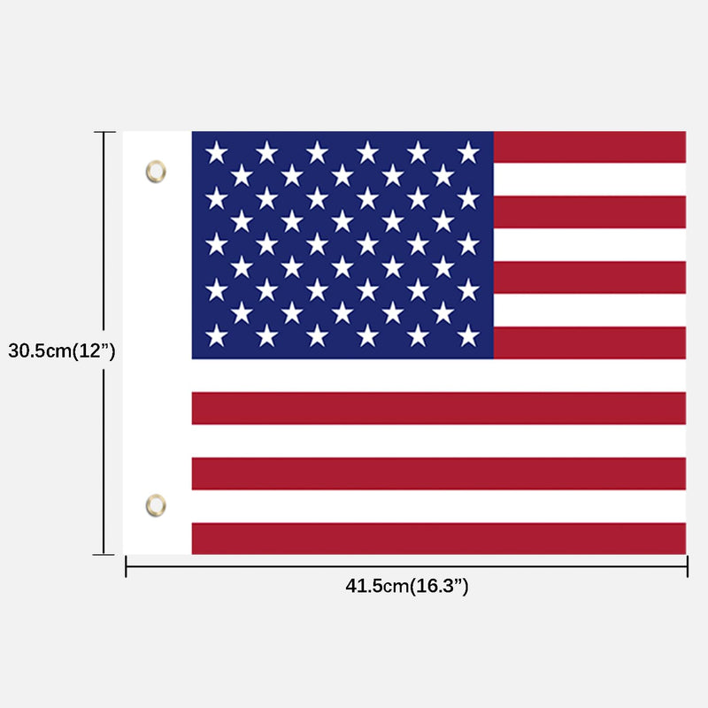 2PCS American Flags for Whip Lights or Antenna Flag Poles, Whip Light American Flags for UTV ATV Can-Am Polaris RZR SXS (16.3" x 12") 2 American flags Whip Light Flags