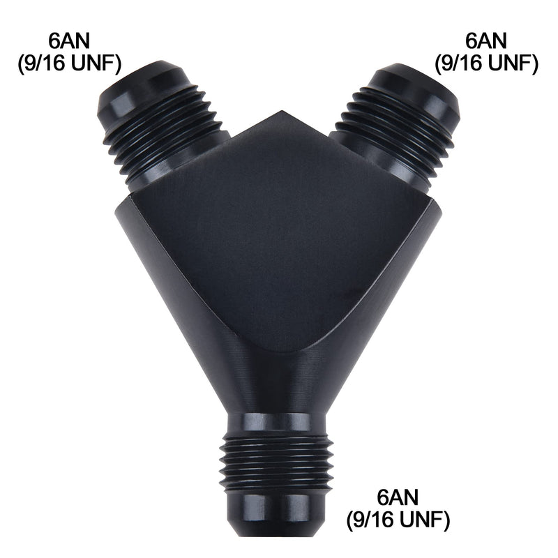 EVIL ENERGY 6AN Y Block Flare Fitting Adapter Union Splitter Black 3 × 6AN