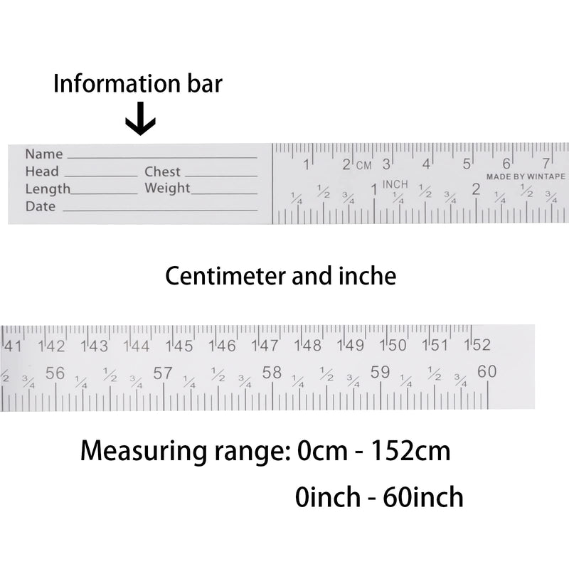 WIN TAPE 1.5 Meter Infant Disposable Paper Tape Measure Pack of 100 Paper Rulers