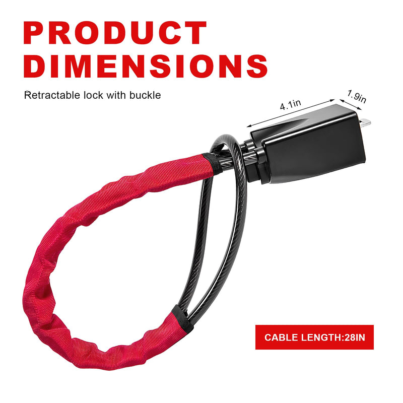 Steering Wheel and Seat Belt Lock, Compact & Lightweight Car Theft Prevention with 3 Multi-Function Keys, Anti-Theft Steering Wheel Safety Belt Lock for Car Truck SUV Van (Red) Red