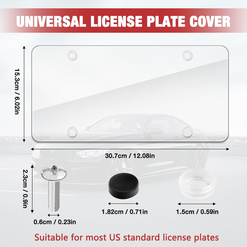 License Plate Protector 2 Pack, Clear License Plate Cover 12.08 * 6.02’’ Universal, Plate Cover for Car Plastics, Car Frame Cover Shield with Screws Transparent Spacers Screw Caps by XIOGZAXI Style A