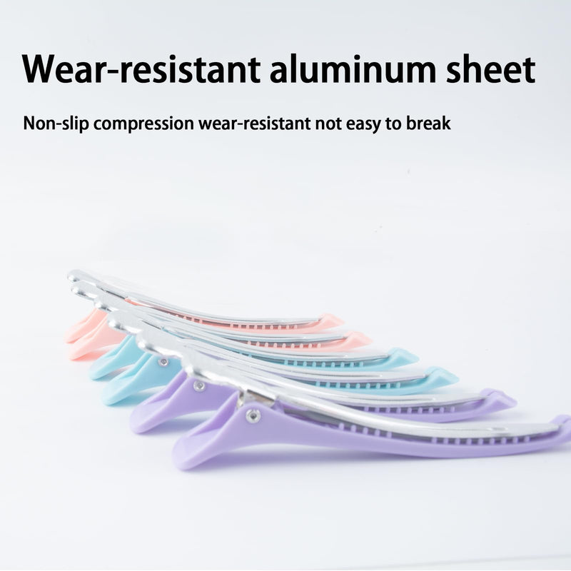 6pcs Hair Clips for Styling Sectioning, Anti-Slip No-Crease Duck Billed Hair Clips with Silicone Band, Colorful Hair Roller Clips, Salon and Self Hair Cutting Clips for Hairdresser, Women, Men