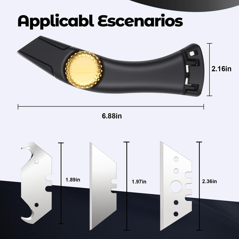4PCS Black Fixed Blade Roofing Knife, Heavy Duty Utility Knife for Drywall, Vinyl, Carpet Cutting, Metal Roofing Tools with Portable Storage Sheath, Replacement Blades, Navajas para Roofing 4PCS