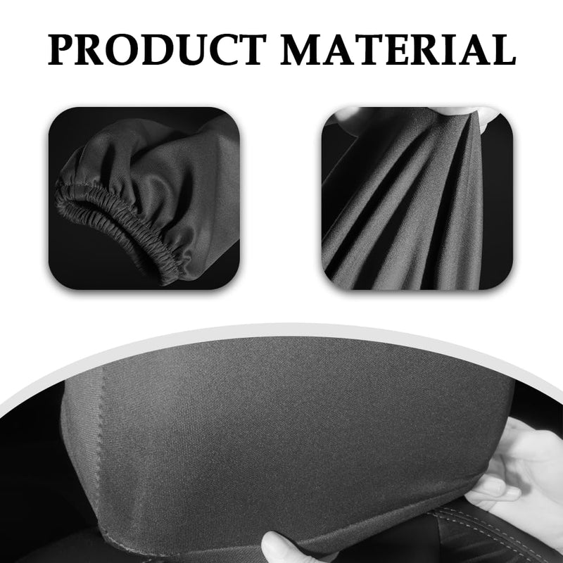 2PCS Car Headrest Cover,Stretchy Fabric Car Seat Headrest Cover for Protect & Avoid Scratches,Removable Head Rest Covers for Car Seat Suitable for Most Car Headrest Accessories (Black) Black