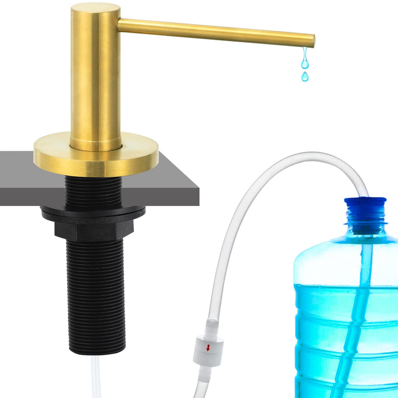 Gappo Soap Dispenser for Kitchen Sink Champagne Gold, Stainless Steel Countertop Pump, Built in Sink Soap Dispenser with 47" Extension Tube kit