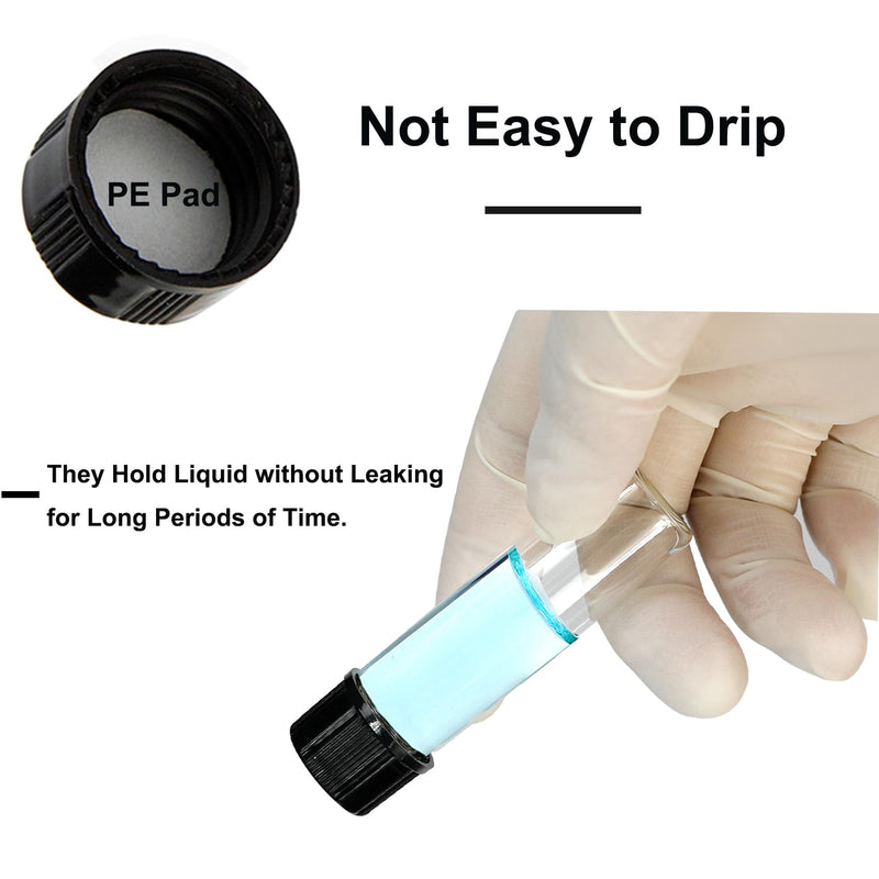 ALWSCI 1 Dram Glass Vials, Small Liquid Sample Vial, 4 ml Borosilicate Glass Empty Vials with Caps, 13-425 Black Screw Caps with PE Liner, Pack of 100 4ML