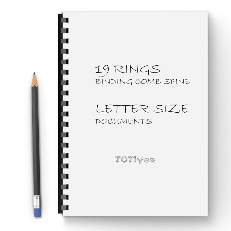 TOTiyea 50 Pack19 Ring Plastic Binding Combs, 1 Inch Diameter,200 Sheet Capacity, Letter Size, Black Comb Binding Spines 1" 50 pack