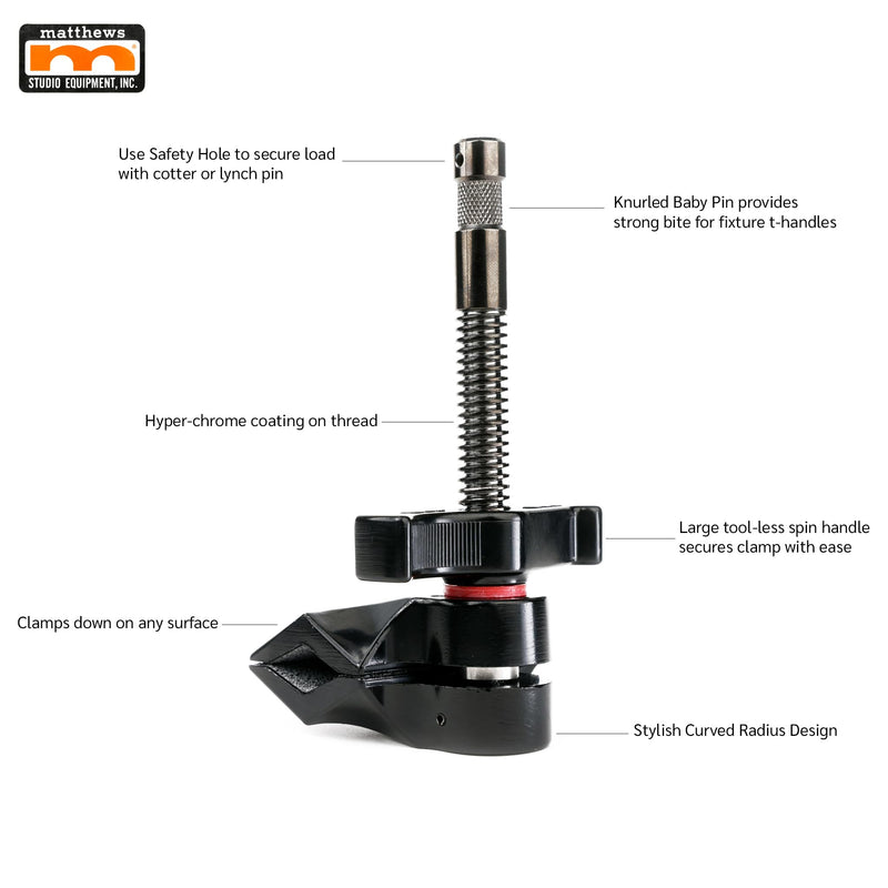 Professional, Studio-Grade 3" Center Jaw Black Matthellini Clamp Limited Edition Hardware for Mounting Cameras, Lights, Diffusion, Accessories for Content Creators, Photographers, and Filmmakers