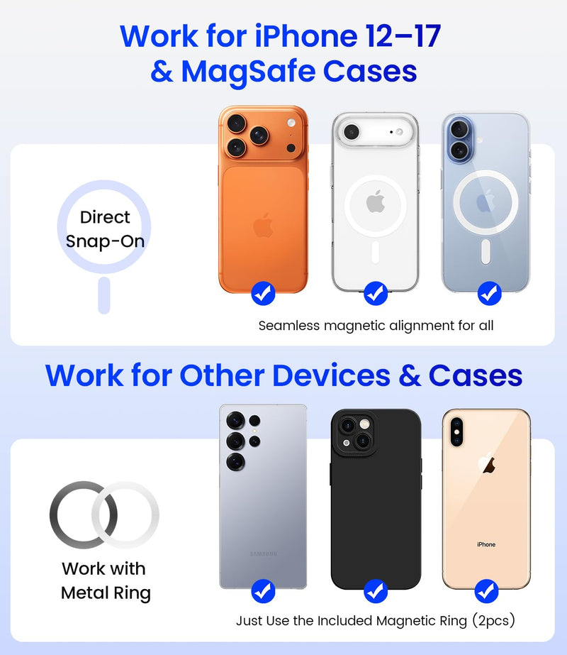 for MagSafe Car Phone Holder for Tesla Model 3/Y, Extended-Reach Arm Magnetic Mount for iPhone 17/16/15/14/13/12, 80+LBS Vacuum Suction Cup Mounts for Tesla Screen & Dashboard (Navy Blue) Navy Blue