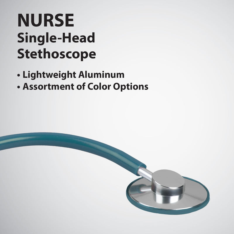 Veridian Healthcare Prism Series Single Head Nurse Stethoscope | Teal | Lightweight Anodized Chestpiece | Soft & Mushroom Eartips Included | 30" Total Length | Boxed