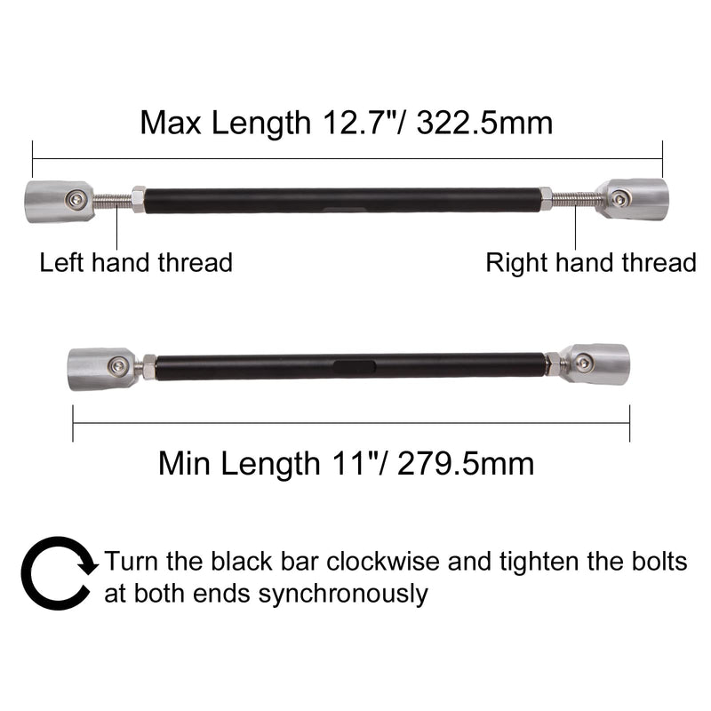 STETION Universal Splitter Strut Rods 11'' - 12.7'' Length Front Bumper Lip Support Strut Rod Tie Bars Fit Most Vehicles (11'' - 12.7'' Length)