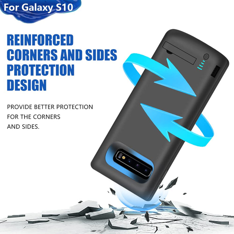 Battery Case for Samsung Galaxy S10, 5000mAh Rechargeable Extended Battery Charger Case, Adds 1.5X Extra Juice (6.1 Inches) Black