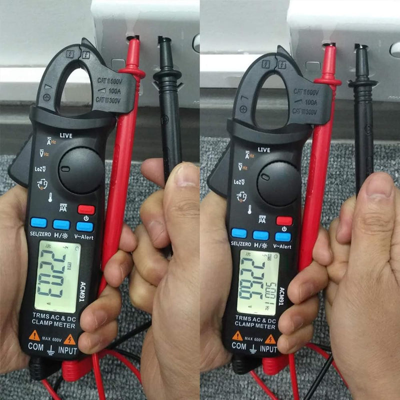 Accuracy Clamp Multimeters with Storage Bag NCV Led Light for AC/DC Current Home (ACM91 Black) ACM91 black