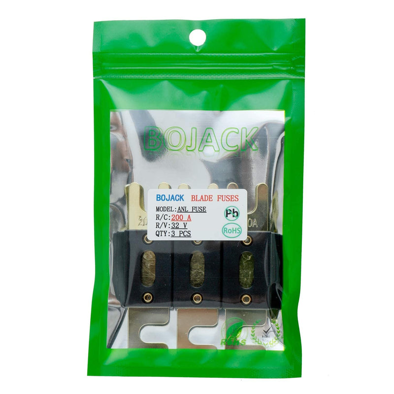 BOJACK 200 Amp 32 VDC ANL Blade Fuse for car Audio and Video System (Pack of 3) 200A