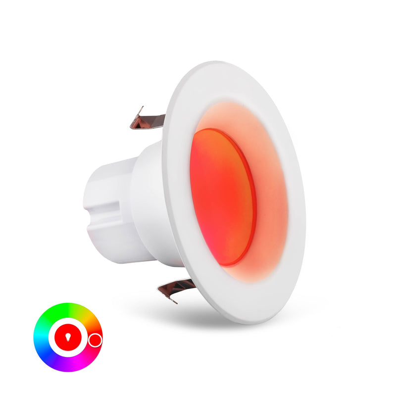 Westgate TC-RDPS4-10W-RGBW-WIFI 4 Inch Round LED Trim Downlight, 10W, White Finish - Compatible with Alexa, Works with Google, Ceiling Light, Multi CCT from 2700K to 5000K