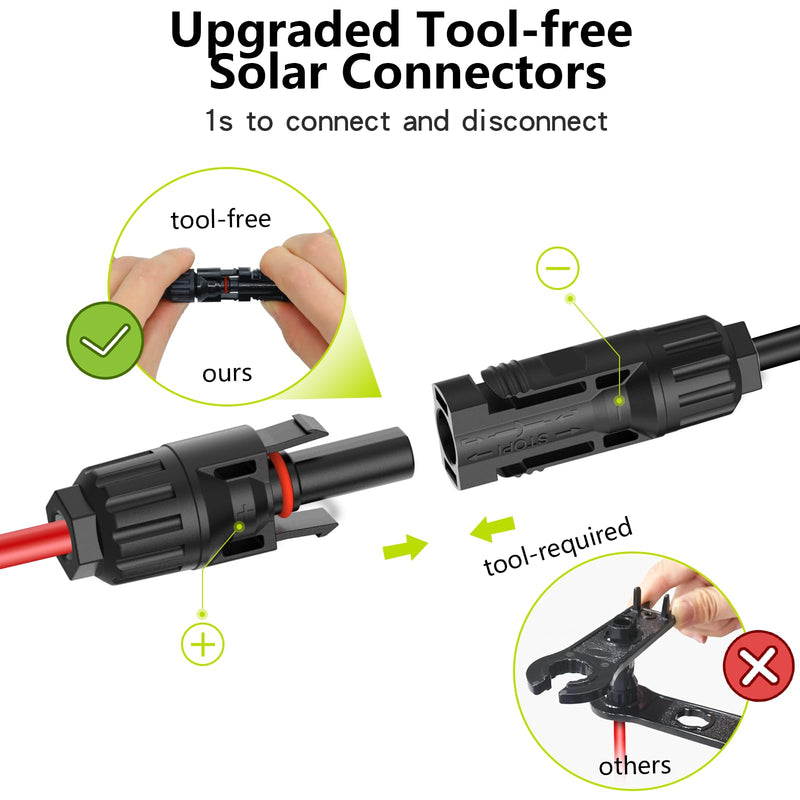 Solar Connectors for 2 Solar Panels,Tool-Free Solar Cable Splitter, IP68 Waterproof Solar Wires Connectors,2to 4 Y Branch Parallel Adapter for PV Cable Parallel 2 Solar Panels 1 PCS
