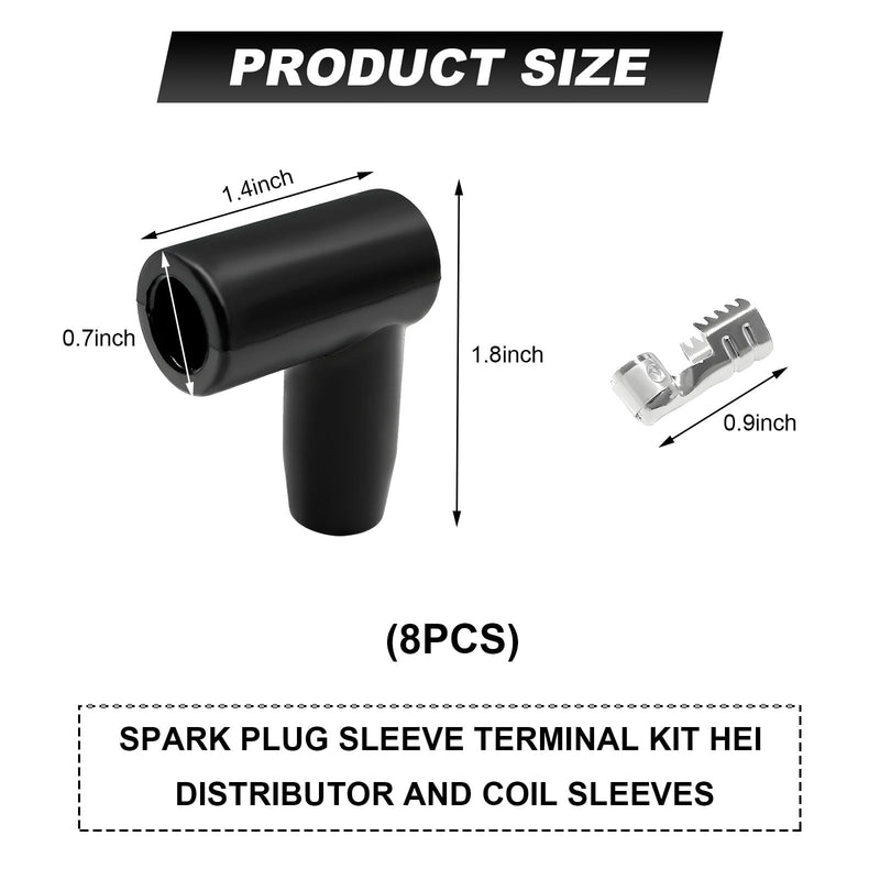 8 PCS Spark Plug Boot Terminal Kit, 90 Degree Distributor Ignition Boots Spark Plug Coil Terminals, Heat-Resistant Silicone Ignition Wire Boot Terminal Kit Fits 6-10mm Wires
