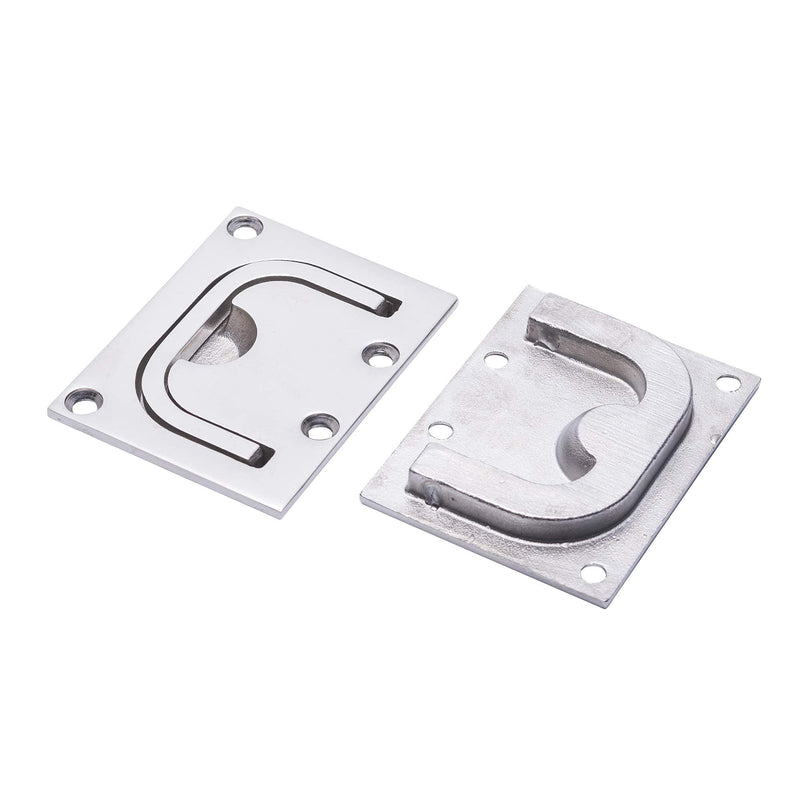 2 Pack Stainless Steel Flush Mount Pull Ring, Recessed Boat Hatch Lifting Handle, 316 Marine Grade Heavy Duty Deck Access Latch for Yacht, RV, Cabinet, Floor Door, with Mounting Screws