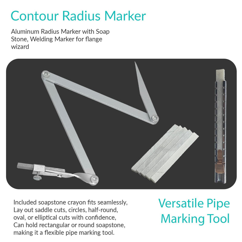 Contour Radius Marker - Up to 24" Radius, Aluminum Radius Marker with 5 Soap Stone & SoapStone Holder, Foldable Pocket-Size Standard Radius Marking Tool 1 Count (Pack of 1)