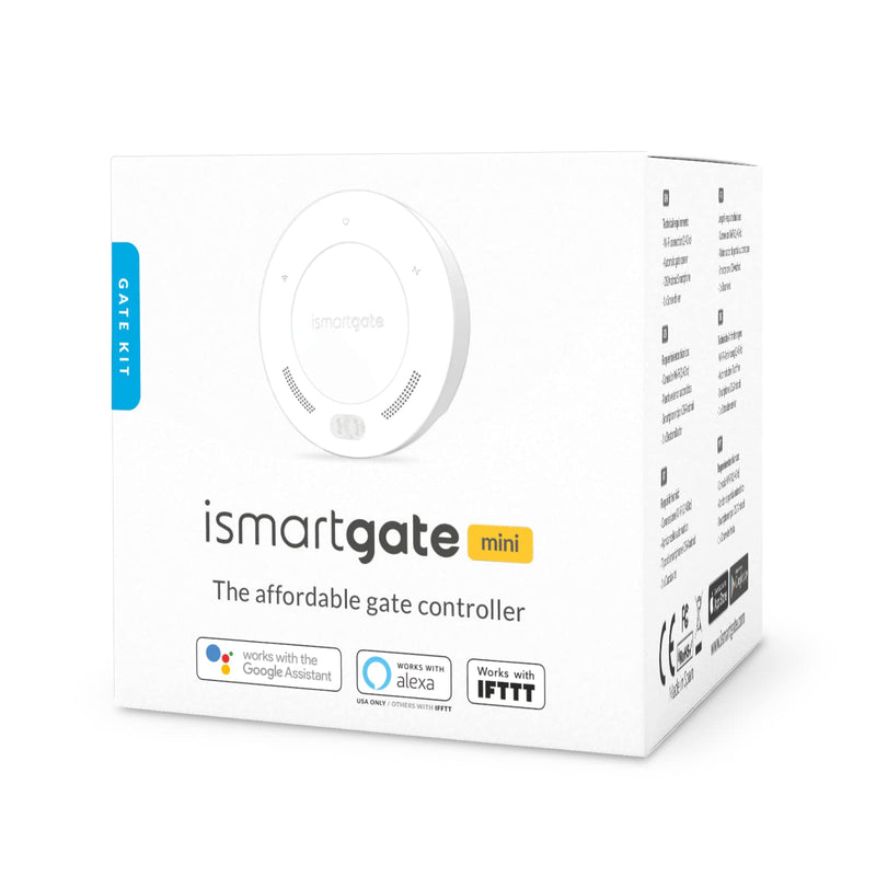 ismartgate MINI Smart gate Opener - Universal WiFi Remote Controller Compatible with Alexa, Google Home, iPhone, Android,Door Left Open Alert, Door Security Systems. No Hub Needed. Wireless Sensor