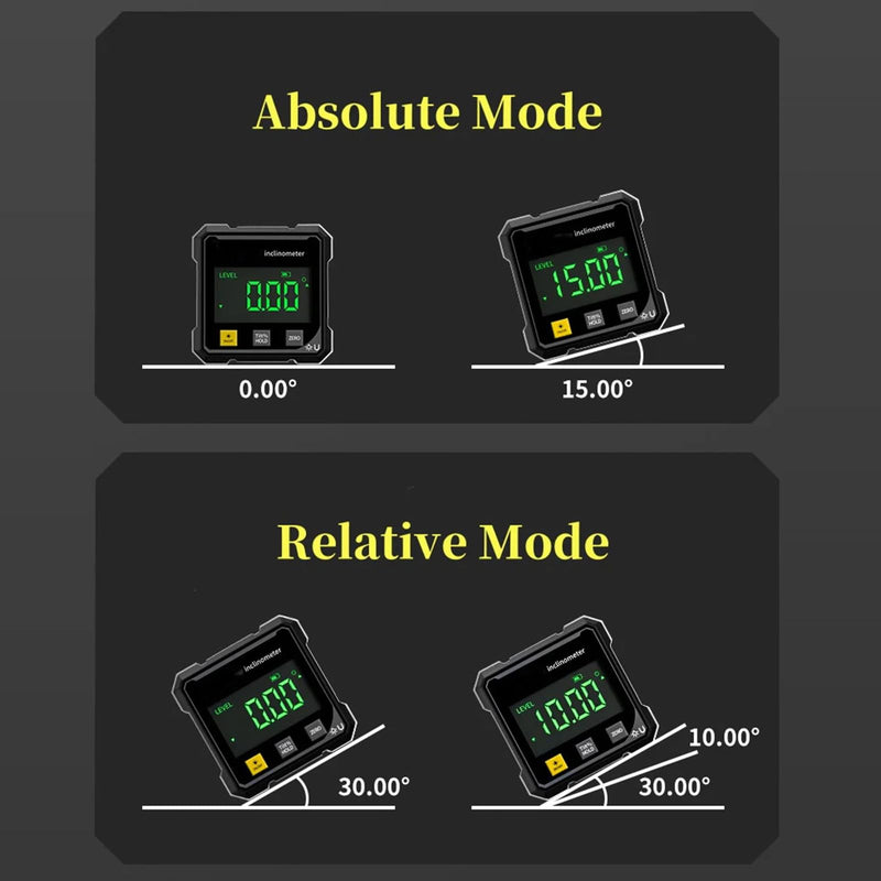Digital Angle Finder with Electronic Laser & 4-Side Magnetic Base - Electronic Inclinometer with LED Display Cube Inclinometer, Table Saw Miter Protractor, Woodworking Measuring Tool, Level Box