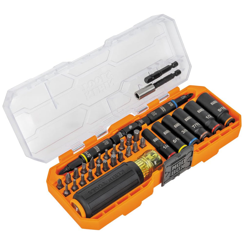 Klein Tools 32502HD KNECT Impact-Rated Screwdriver and Socket Set with MODbox Case, 41-Piece, 26 Bits, 6 Deep Well Sockets, Accessories, and Handle 41-Piece Set