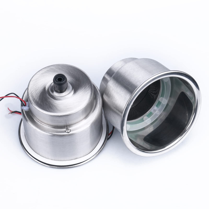 2 Pcs Blue LED Stainless Steel Cup Drink Holder with Drain & LED Marine Boat Rv Camper Seating