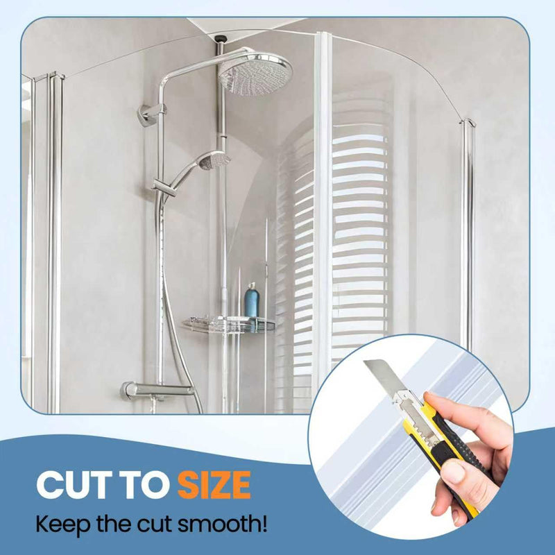 Shower Glass Door Seal, 120 Inch Silicone Soft Shower Door Bottom Seal for 3/8"(10mm) Thick Glass Door, Stopping Water Leaks (Arch) Arch