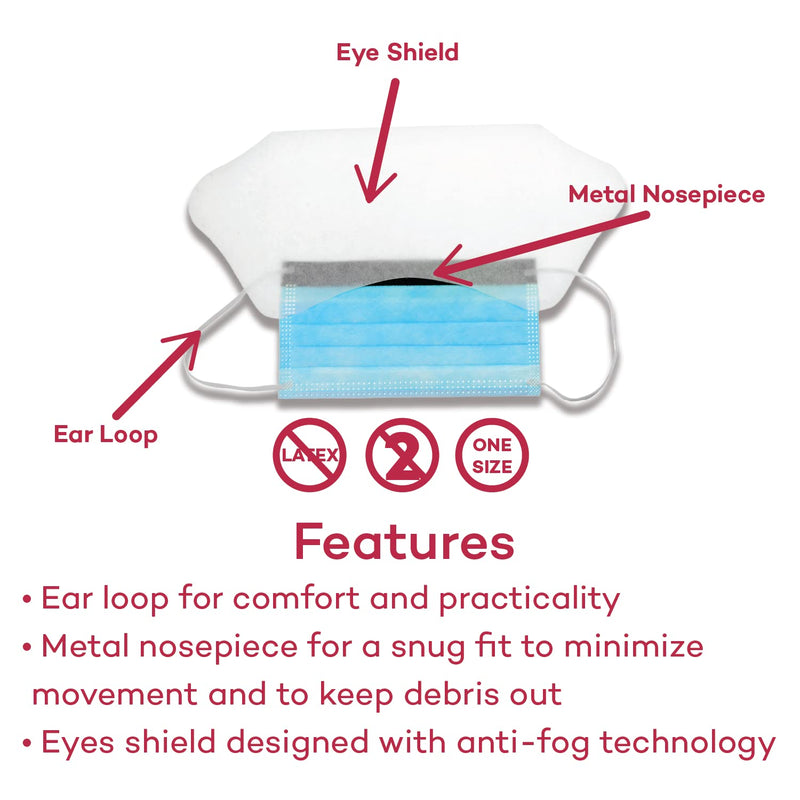 Dealmed Face Masks with Ear Loops and Eye Shield - Disposable Adult Face Masks for Hospitals, Medical Facilities, Food Services and More, 50 Count (Pack of 1)