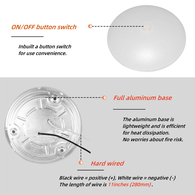 Dream lighting RV Puck Lights LED 12v RV Interior Ceiling Light 3500K Warm White with On/Off Switch 4.5inch Pack of 2 B: 4.5inch, pack 2