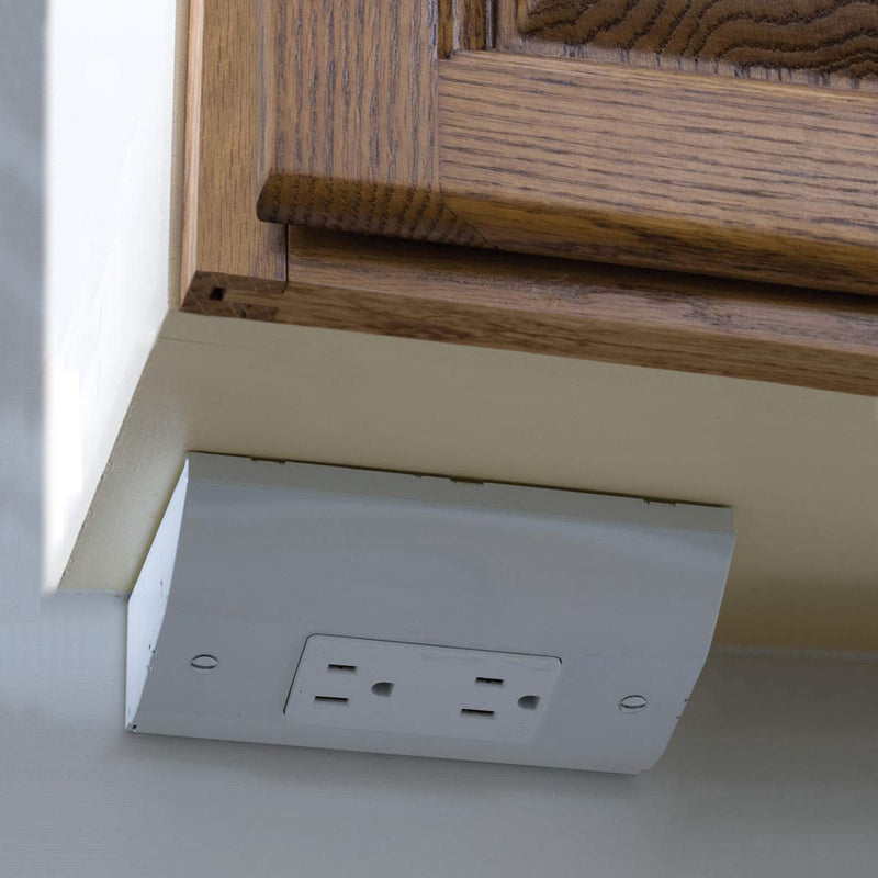 Bryant Electric RU100W tradeSELECT Under Cabinet/Counter Power Distribution Box, Slim Fit, White Metal Slim Fit Box