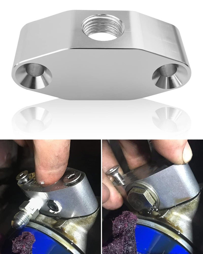 LS Oil Pressure Sensor Relocation Adapter w/Dual 1/8" NPT LS Oil Port Outlets - M16-1.5 Oil Pressure Sending Unit Compatible with LS Truck G8 and LS3 Camaro Oil Pans