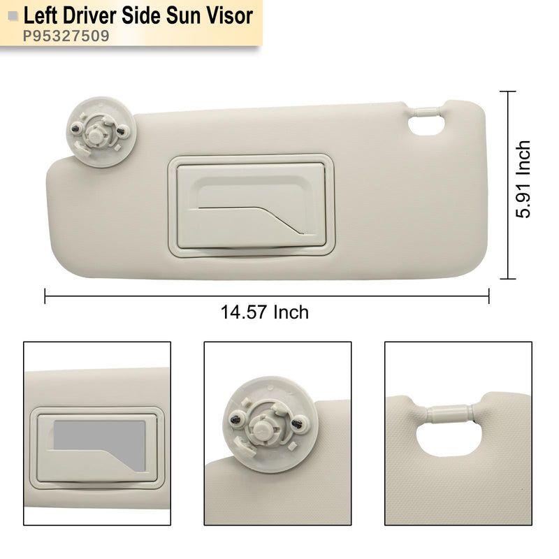 NHILES Driver Left Side Sun Visor Replacement Compatible with Chevy Sonic 2012-2019 Spark 2013-2016 Colour Gray Gray (Left Driver)