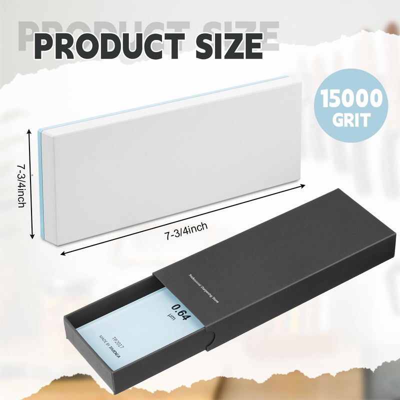 WILLBOND 15000# Glass Sharpening Stone 2 3/4" W x 8 3/4" L Whetstone Grit Single Side 0.2" Thick Wet Honing Knife Sharpener Oilstone 15000#