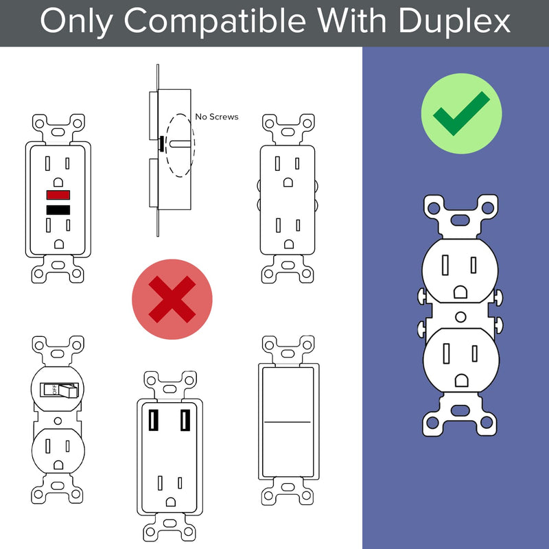 2 Pack - SnapPower GuideLight [For Duplex Outlets] - Replaces Plug-In Night Light - Electrical Receptacle Wall Plate With LED Night Lights - Auto On/Off Sensor - (Duplex, Light Almond)