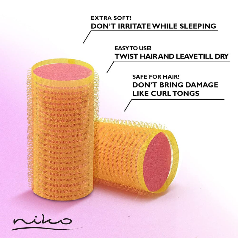 La Rosa Productos Profesionales NIKO 6-Pack 32 mm Self Grip Rollers WITH SPONGE for SLEEP, Hair Comb Curlers Curls and Waves EXTRA SOFT, Styling Tool Hairdresser/Barber Salon, Holding (32 mm) Random 6 count (Pack of 1)