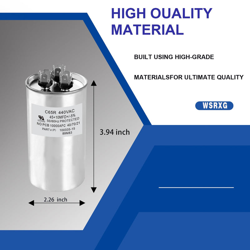 89M83 100335-15 Capacitor 45+10 MFD 440V Round Replacement (60 * 100CM) 60*100CM