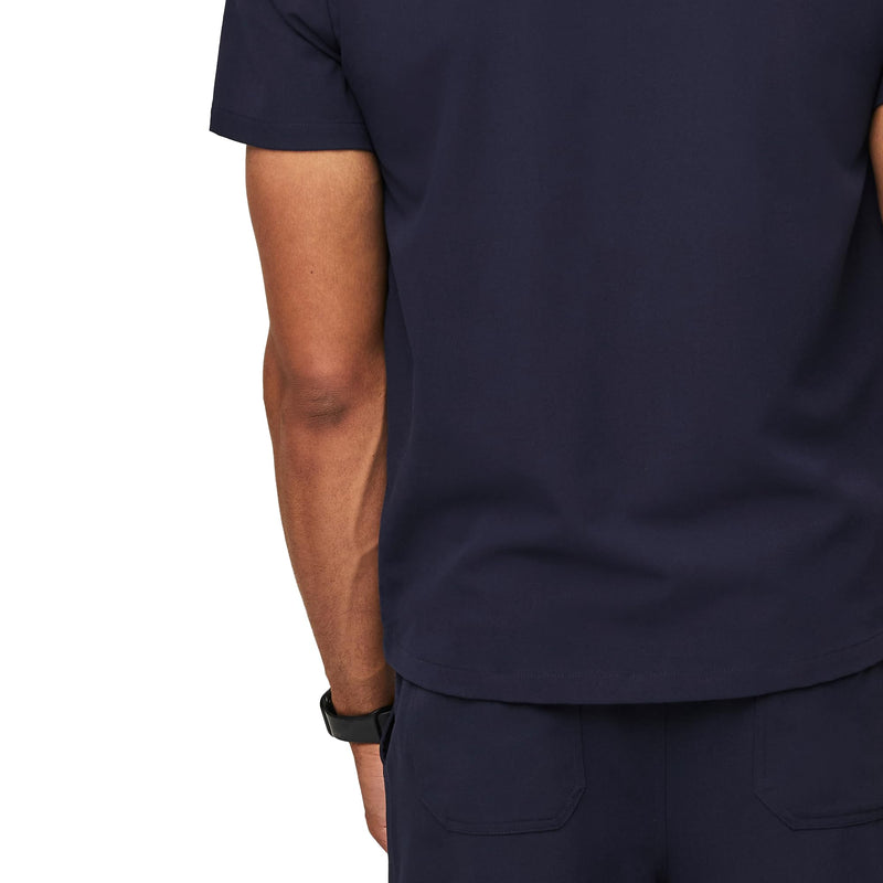 FIGS Chisec Scrub Top for Men – 3 Pockets, Tailored Fit, Squared V-Neck, 4-Way Stretch, Moisture-Wicking Large Navy Blue