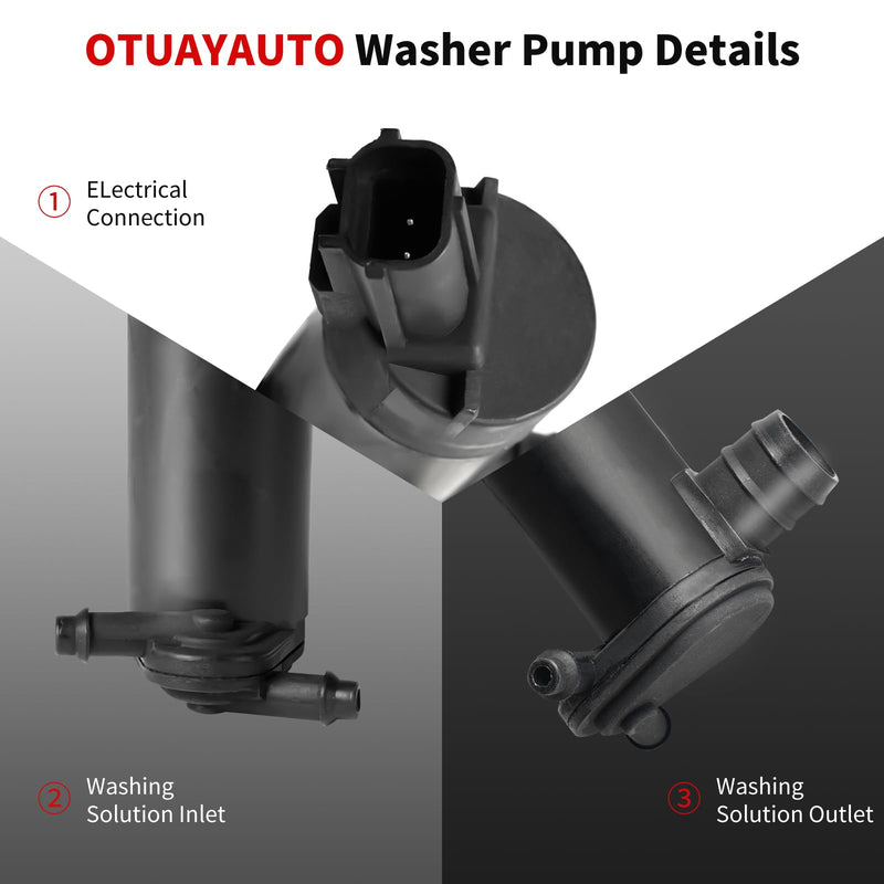 OTUAYAUTO Premium Windshield Washer Pump Replacement for 98-17 Ford Expedition Limited, 98-10 Ford Explorer, 00-05 Ford Excursion, Lincoln, Mercury -OE# Grommet 6F9Z-17664-A, F75Z-17664-BA