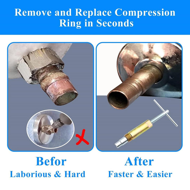 Compression Sleeve Puller Remove Tool Nut & Ferrule of Pipe 03943 - Sleeve Remover for 1/2-Inch Compression Fittings Only - Plumbing Tools Compression Ring Removal Tool Corroded & Frozen Supply Stops M-0‎3943