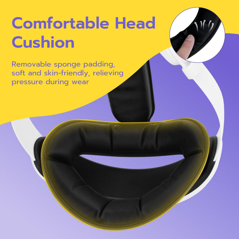 Mcbazel Elite Head Strap for Meta Quest 3S/3/2 Break-Resistant Black | Replacement Upgrade with Adjustable Dial, Memory Foam Rear Pad, ABS PC Side Arms, Q2 Adapter Brackets, Wipe-Clean PU Cushion